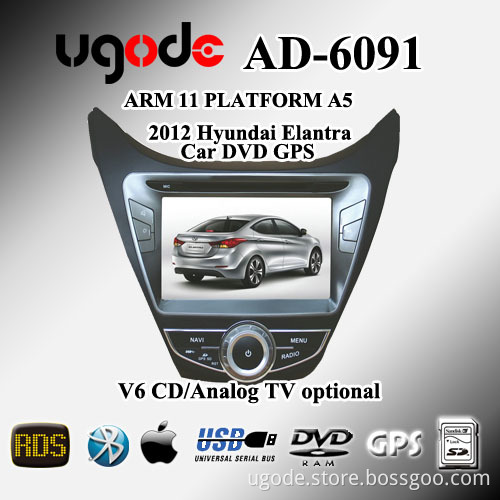 7" Ugode in dash 2 din car dvd gps player for Hyundai